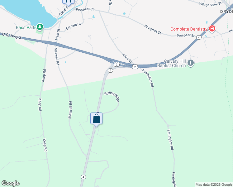 map of restaurants, bars, coffee shops, grocery stores, and more near 53 Rolling Ridge in Jay