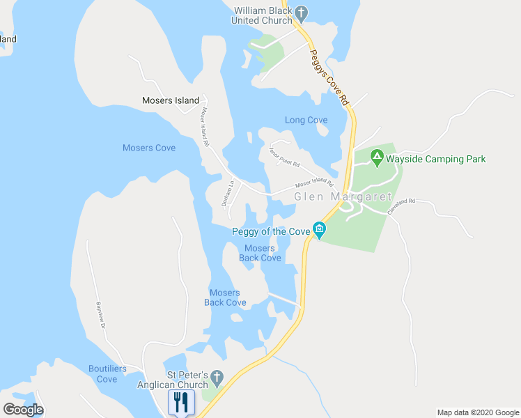 map of restaurants, bars, coffee shops, grocery stores, and more near 90 Moser Island Road in Glen Margaret