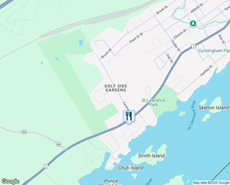 map of restaurants, bars, coffee shops, grocery stores, and more near 36 Centre Street in Brockville