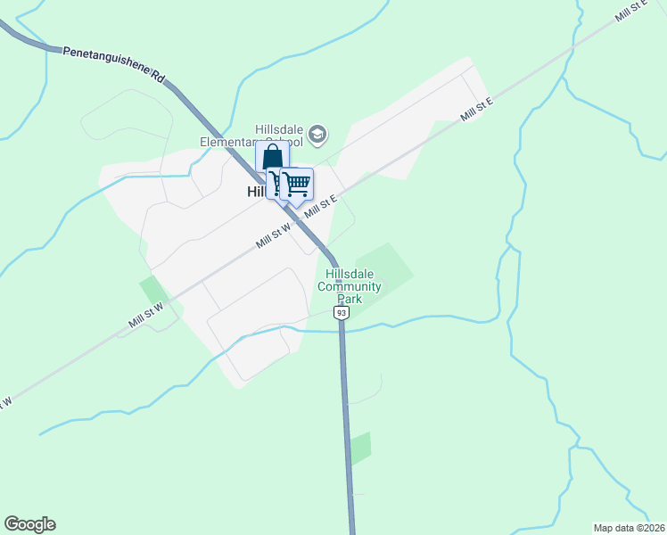 map of restaurants, bars, coffee shops, grocery stores, and more near 4536 Ontario 93 in Hillsdale