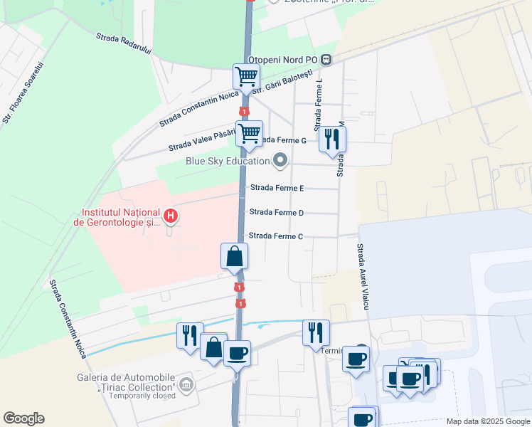 map of restaurants, bars, coffee shops, grocery stores, and more near 8 Strada Fermei D in Otopeni
