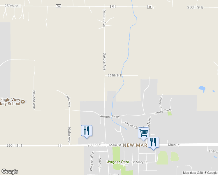 map of restaurants, bars, coffee shops, grocery stores, and more near 8035 255th Street East in Scott County