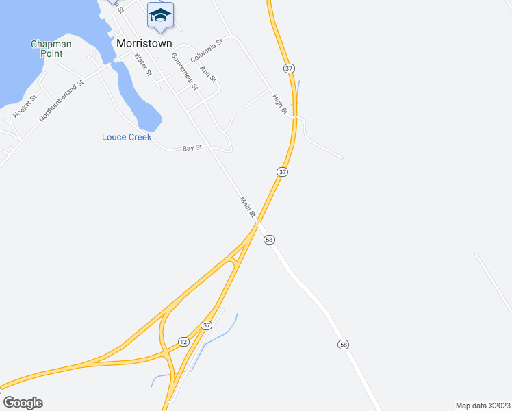 map of restaurants, bars, coffee shops, grocery stores, and more near 912 Main Street in Ogdensburg