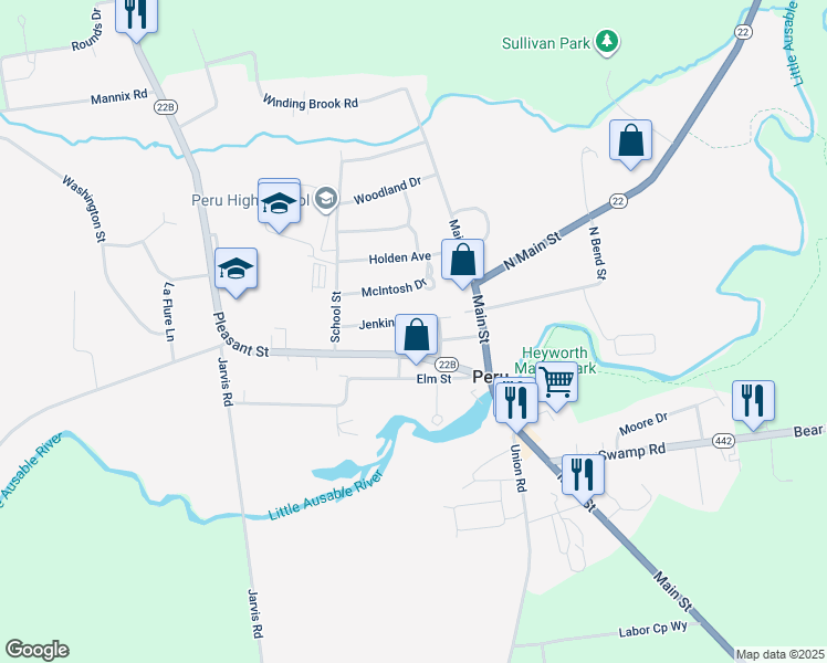 map of restaurants, bars, coffee shops, grocery stores, and more near 7 Jenkins St in Peru
