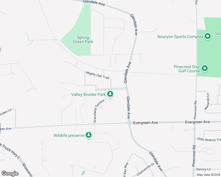 map of restaurants, bars, coffee shops, grocery stores, and more near 1440 Mighty Oak Trail in Green Bay