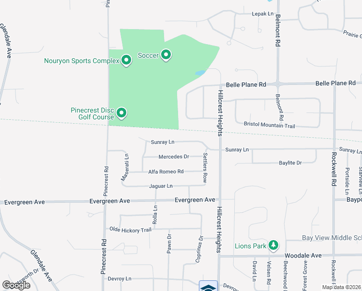 map of restaurants, bars, coffee shops, grocery stores, and more near 3074 Sunray Lane in Green Bay