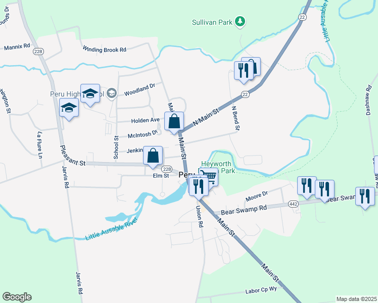 map of restaurants, bars, coffee shops, grocery stores, and more near 2990 New York 22 in Peru