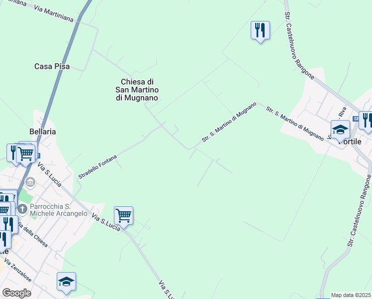map of restaurants, bars, coffee shops, grocery stores, and more near 92 Strada San Martino di Mugnano in Provincia di Modena