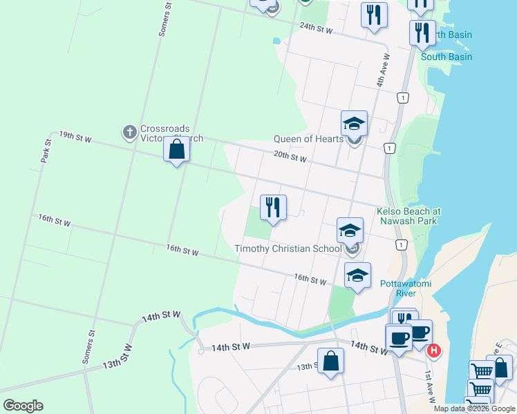 map of restaurants, bars, coffee shops, grocery stores, and more near 1804 8th Avenue West in Owen Sound