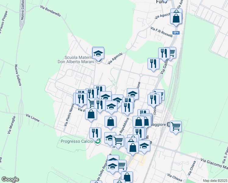 map of restaurants, bars, coffee shops, grocery stores, and more near 32 Via Ilaria Alpi in Castel Maggiore