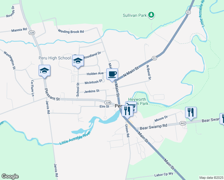map of restaurants, bars, coffee shops, grocery stores, and more near 1-7 Jenkins St in Peru