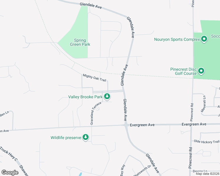 map of restaurants, bars, coffee shops, grocery stores, and more near 1440 Mighty Oak Trail in Green Bay