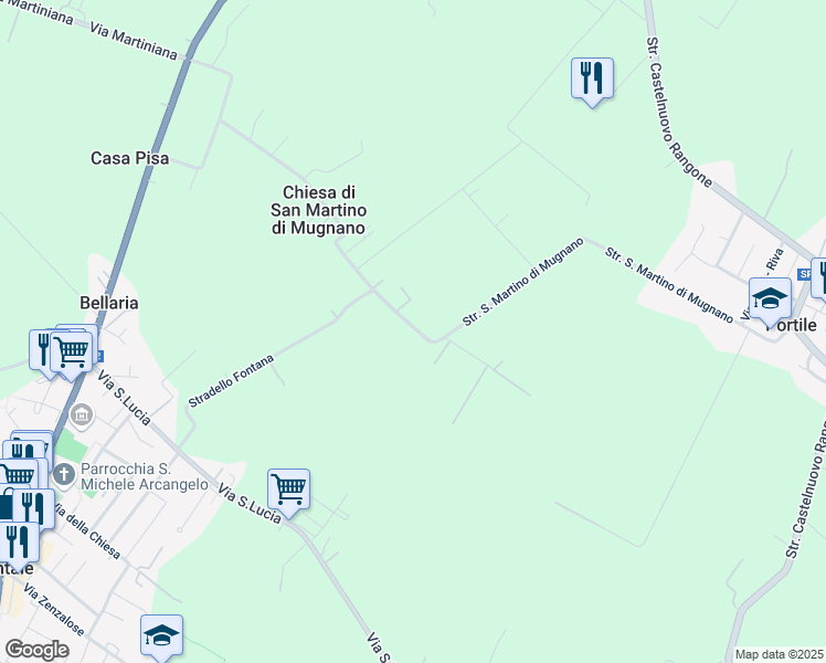 map of restaurants, bars, coffee shops, grocery stores, and more near 92 Strada San Martino di Mugnano in Provincia di Modena
