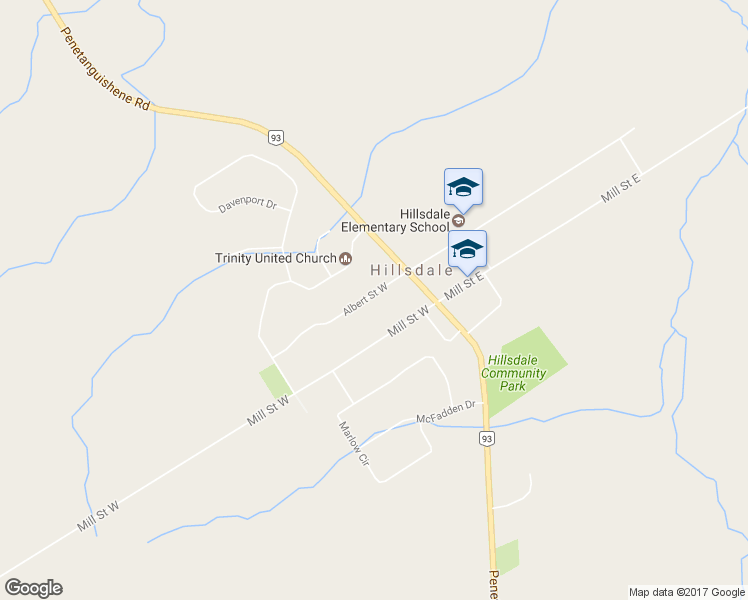 map of restaurants, bars, coffee shops, grocery stores, and more near 7 Albert Street West in Hillsdale