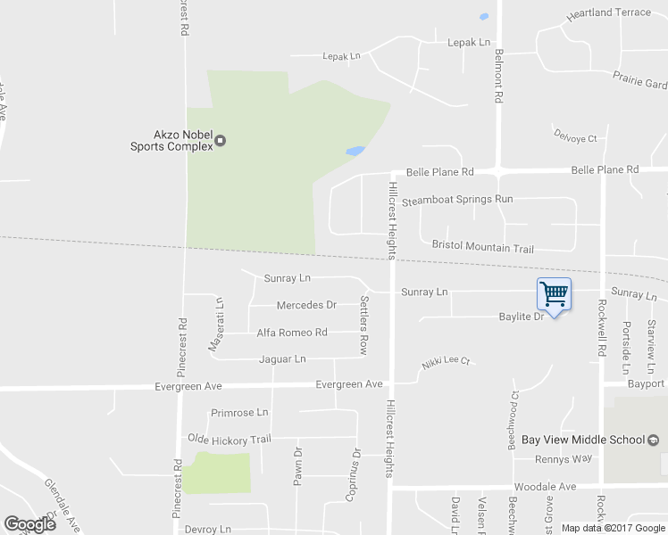 map of restaurants, bars, coffee shops, grocery stores, and more near 3074 Sunray Lane in Green Bay