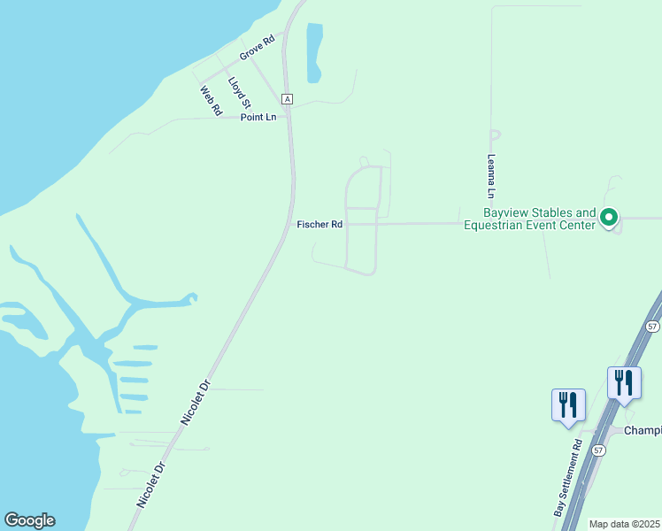 map of restaurants, bars, coffee shops, grocery stores, and more near 3862 Shore Crest Trail in Green Bay