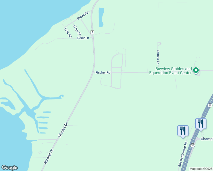 map of restaurants, bars, coffee shops, grocery stores, and more near 3862 Shore Crest Trail in Green Bay