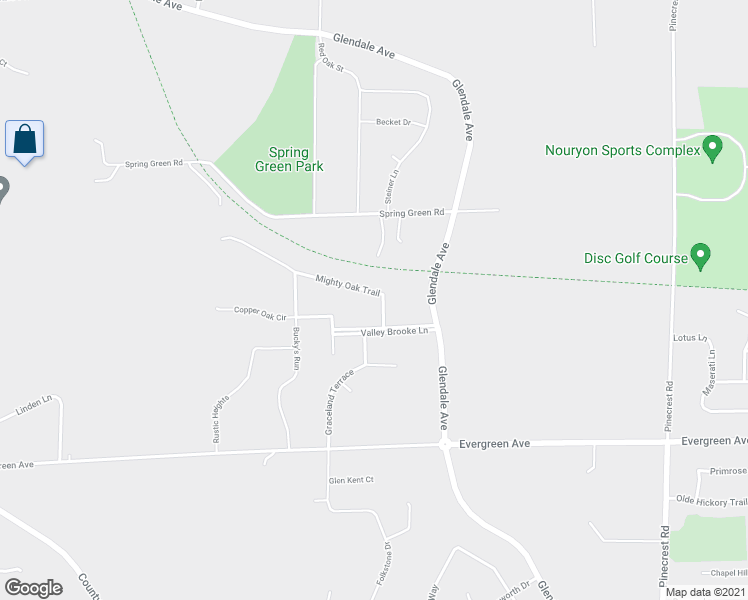 map of restaurants, bars, coffee shops, grocery stores, and more near 3587 Mighty Oak Trail in Green Bay