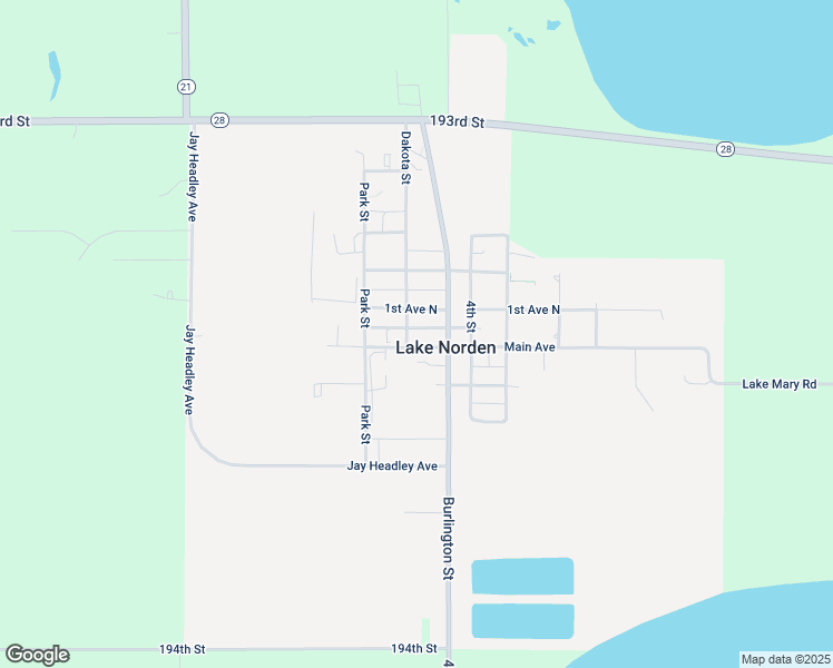 map of restaurants, bars, coffee shops, grocery stores, and more near 501-599 1st Ave N in Lake Norden