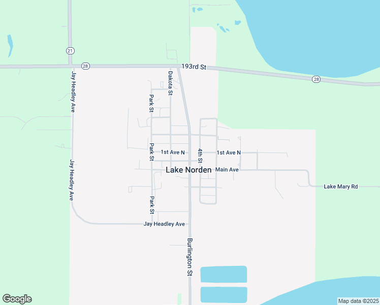 map of restaurants, bars, coffee shops, grocery stores, and more near 599 1st Ave N in Lake Norden