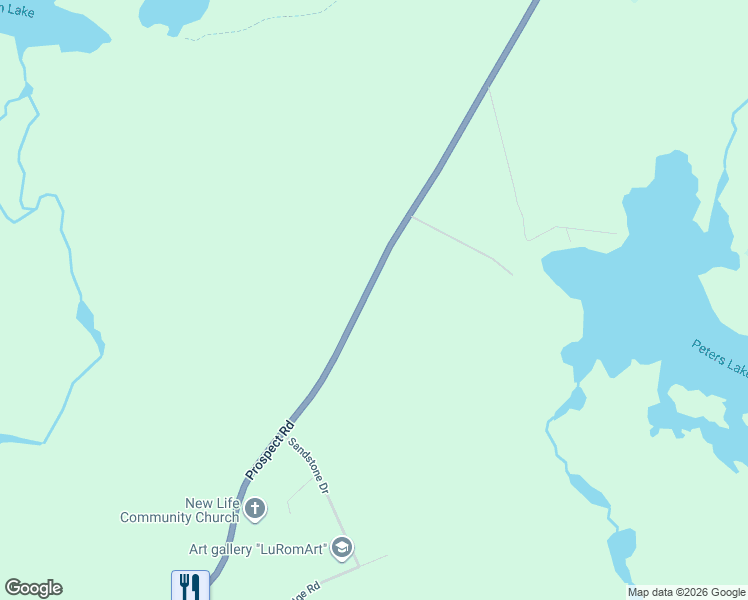 map of restaurants, bars, coffee shops, grocery stores, and more near 1568 Prospect Road in Hatchet Lake