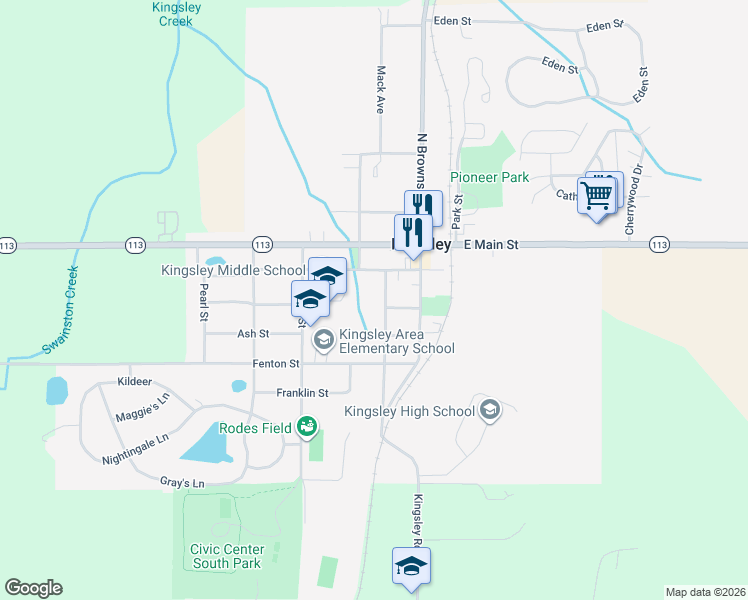 map of restaurants, bars, coffee shops, grocery stores, and more near 201-341 Spring Street in Kingsley