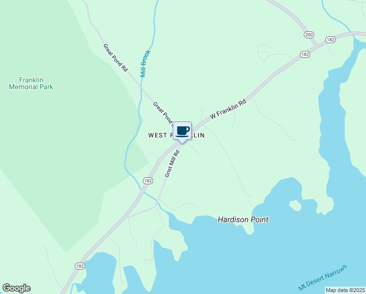 map of restaurants, bars, coffee shops, grocery stores, and more near 2 Grist Mill Road in Franklin