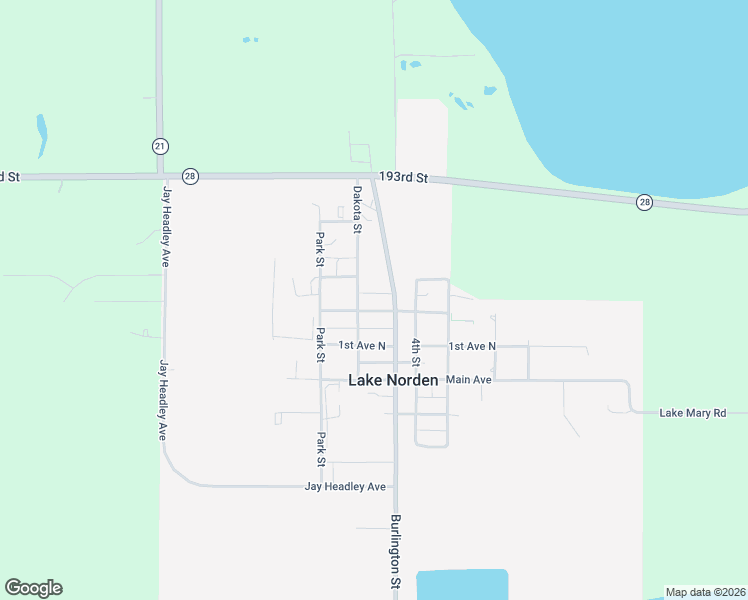 map of restaurants, bars, coffee shops, grocery stores, and more near 613 Burlington Street in Lake Norden