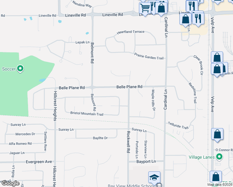 map of restaurants, bars, coffee shops, grocery stores, and more near 2774 Steamboat Springs Run in Green Bay