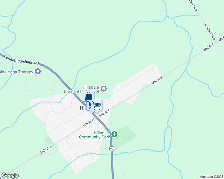 map of restaurants, bars, coffee shops, grocery stores, and more near 26 Albert Street East in Hillsdale