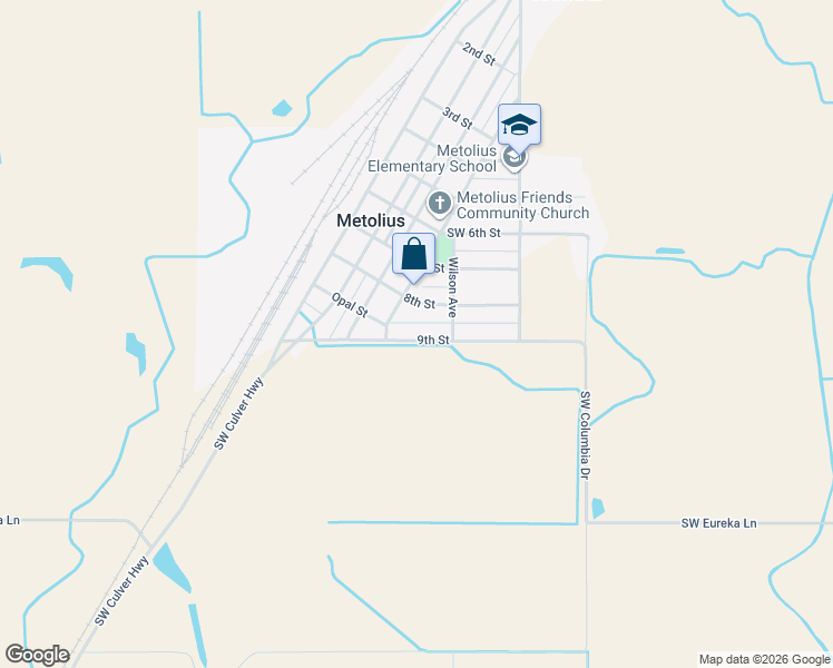 map of restaurants, bars, coffee shops, grocery stores, and more near 461 9th Street in Metolius