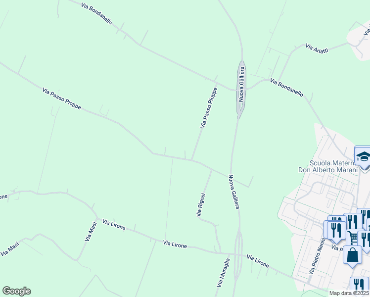 map of restaurants, bars, coffee shops, grocery stores, and more near 7 Via Passo Pioppe in Castel Maggiore