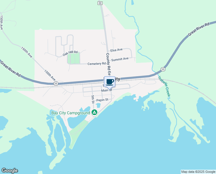 map of restaurants, bars, coffee shops, grocery stores, and more near N1231 Wabash Street in Bay City