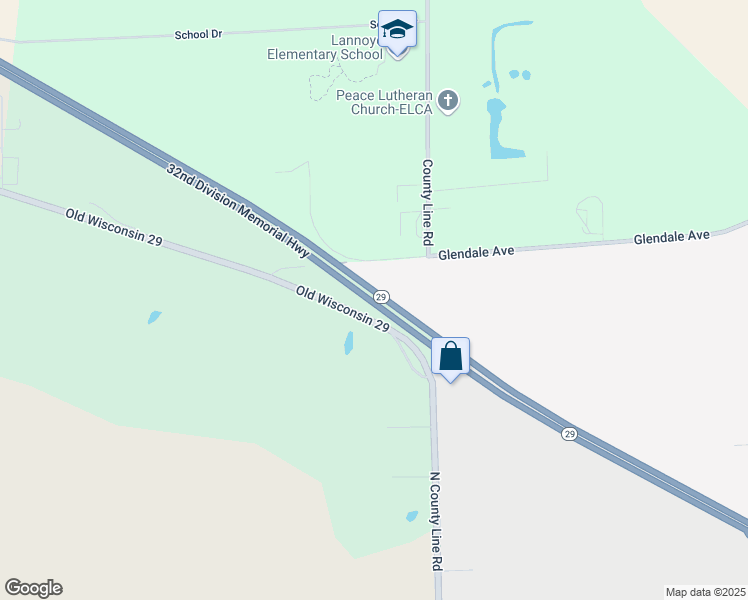 map of restaurants, bars, coffee shops, grocery stores, and more near 5732 Glendale Avenue in Green Bay
