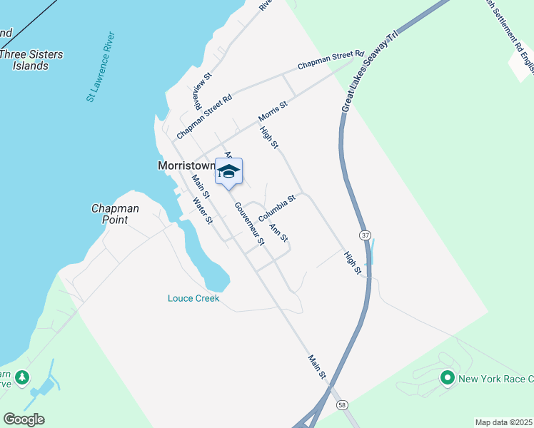 map of restaurants, bars, coffee shops, grocery stores, and more near Columbia Street in Morristown