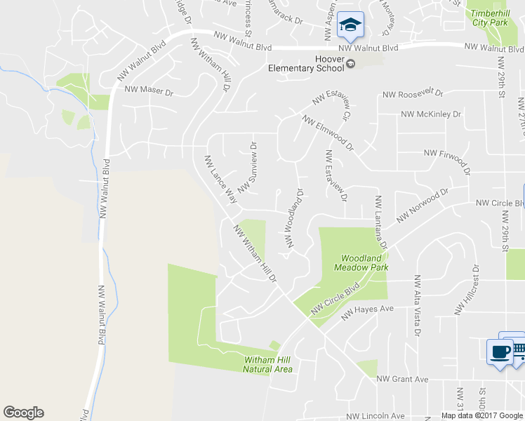 map of restaurants, bars, coffee shops, grocery stores, and more near 4122 Northwest Douglas Avenue in Corvallis
