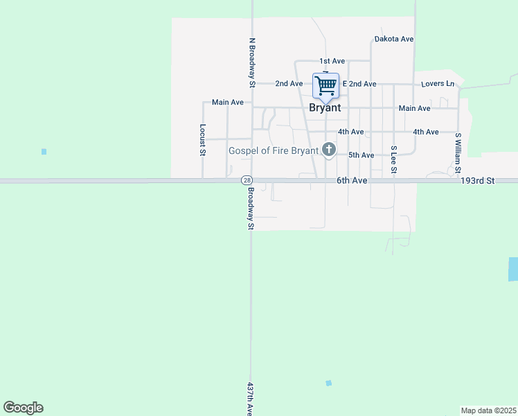 map of restaurants, bars, coffee shops, grocery stores, and more near 303 6th Avenue in Bryant