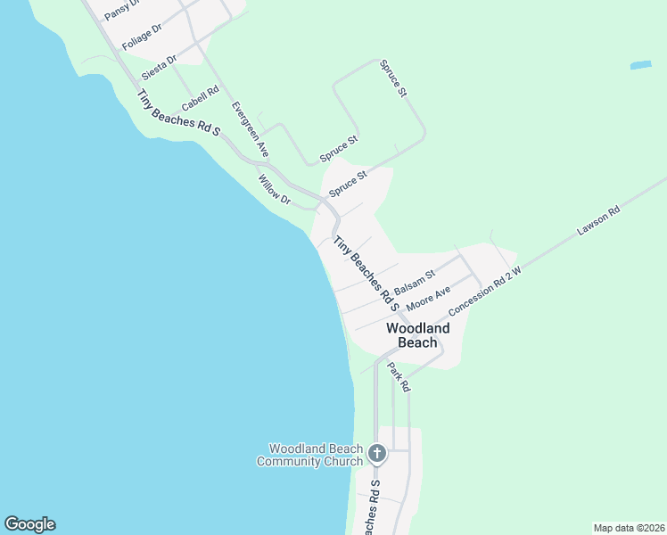 map of restaurants, bars, coffee shops, grocery stores, and more near 1936 Tiny Beaches Road South in Simcoe County