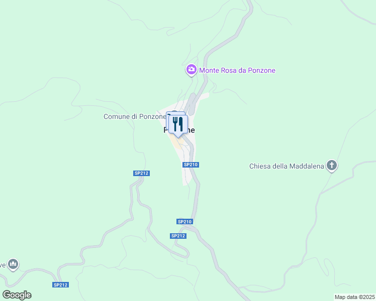 map of restaurants, bars, coffee shops, grocery stores, and more near 23 Via Guglielmo Marconi in Ponzone
