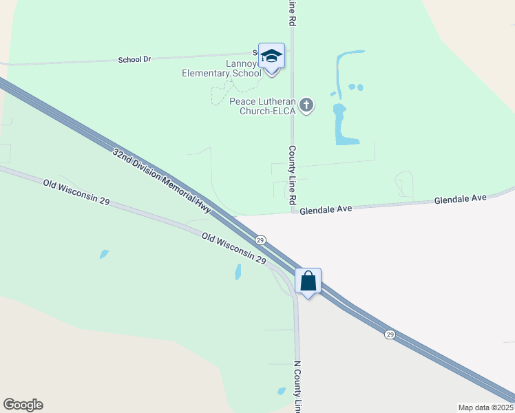 map of restaurants, bars, coffee shops, grocery stores, and more near 5732 Glendale Avenue in Green Bay
