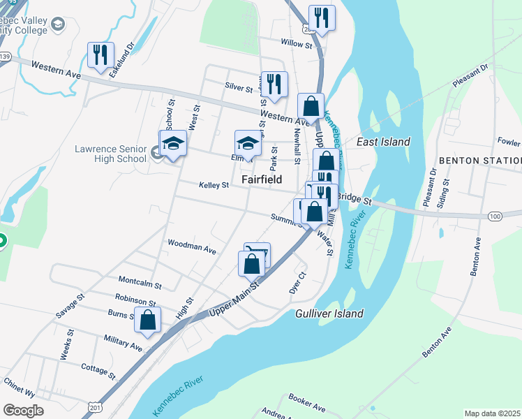 map of restaurants, bars, coffee shops, grocery stores, and more near 37 Lawrence Avenue in Fairfield