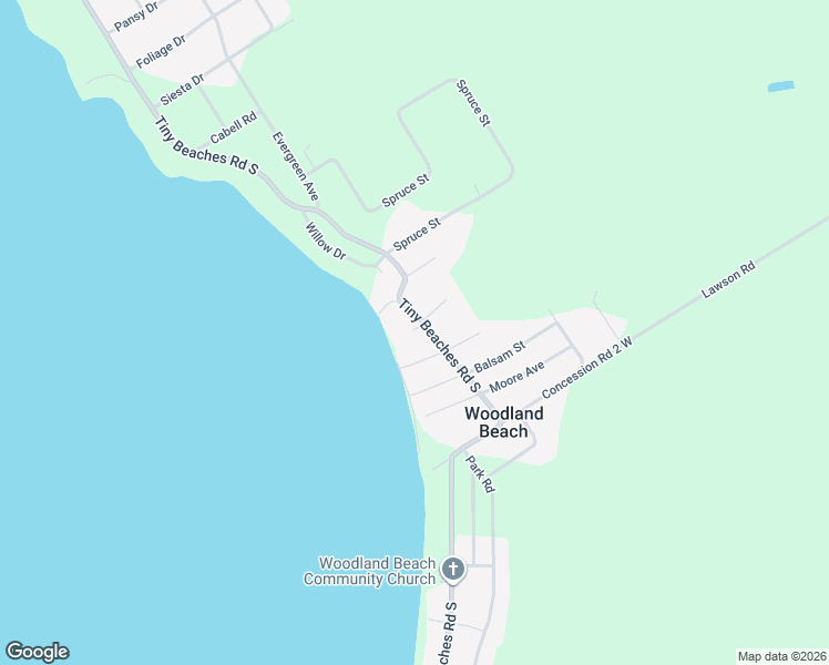 map of restaurants, bars, coffee shops, grocery stores, and more near 1943 Tiny Beaches Road South in Simcoe County