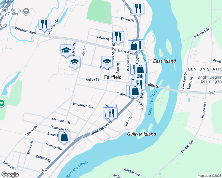 map of restaurants, bars, coffee shops, grocery stores, and more near 37 Lawrence Avenue in Fairfield