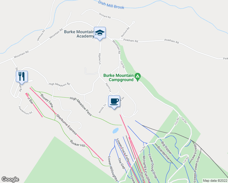 map of restaurants, bars, coffee shops, grocery stores, and more near 23 Mountain Brook Road in Burke