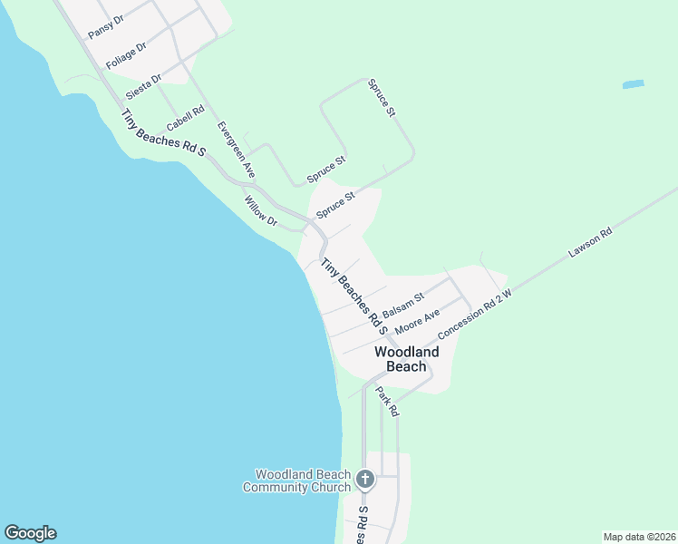 map of restaurants, bars, coffee shops, grocery stores, and more near 1943 Tiny Beaches Road South in Simcoe County