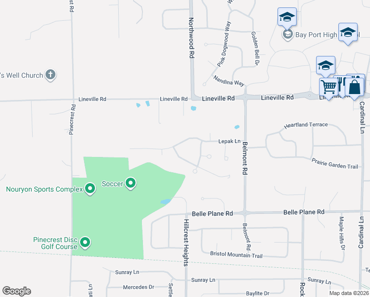 map of restaurants, bars, coffee shops, grocery stores, and more near 3009 Lepak Lane in Green Bay