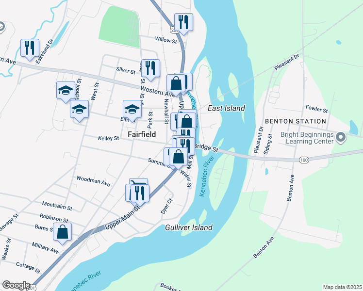 map of restaurants, bars, coffee shops, grocery stores, and more near 15 Lawrence Avenue in Fairfield