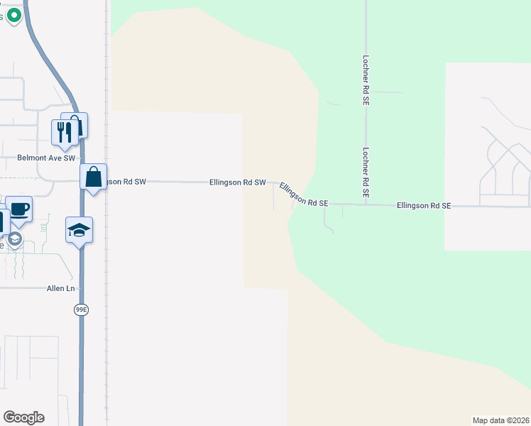 map of restaurants, bars, coffee shops, grocery stores, and more near 312 Ellingson Road Southwest in Albany