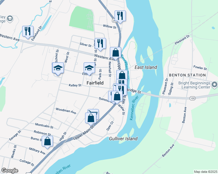map of restaurants, bars, coffee shops, grocery stores, and more near 31 Lawrence Avenue in Fairfield