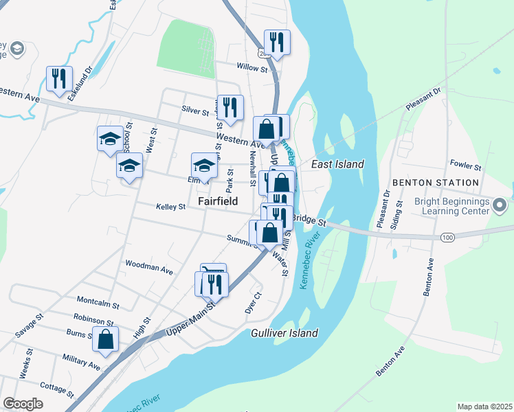 map of restaurants, bars, coffee shops, grocery stores, and more near 15 Lawrence Avenue in Fairfield